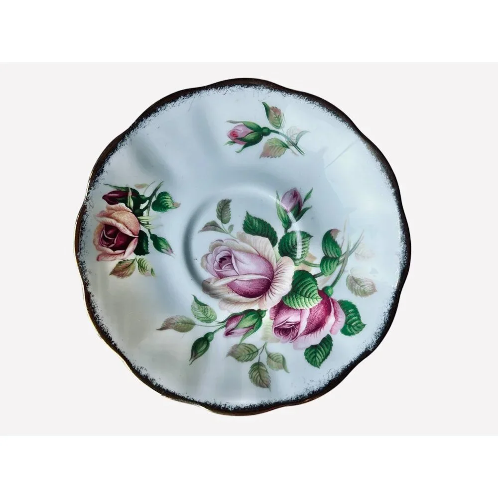 Royal Albert Bone China Saucer Anniversary Rose Gold Trim & Noritake Margot Cup
